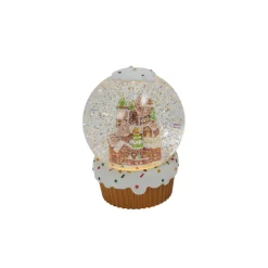 Hot The Jolly Christmas Shop 7.6" Battery Operated Gingerbread House Spinning Water Globe 2597420