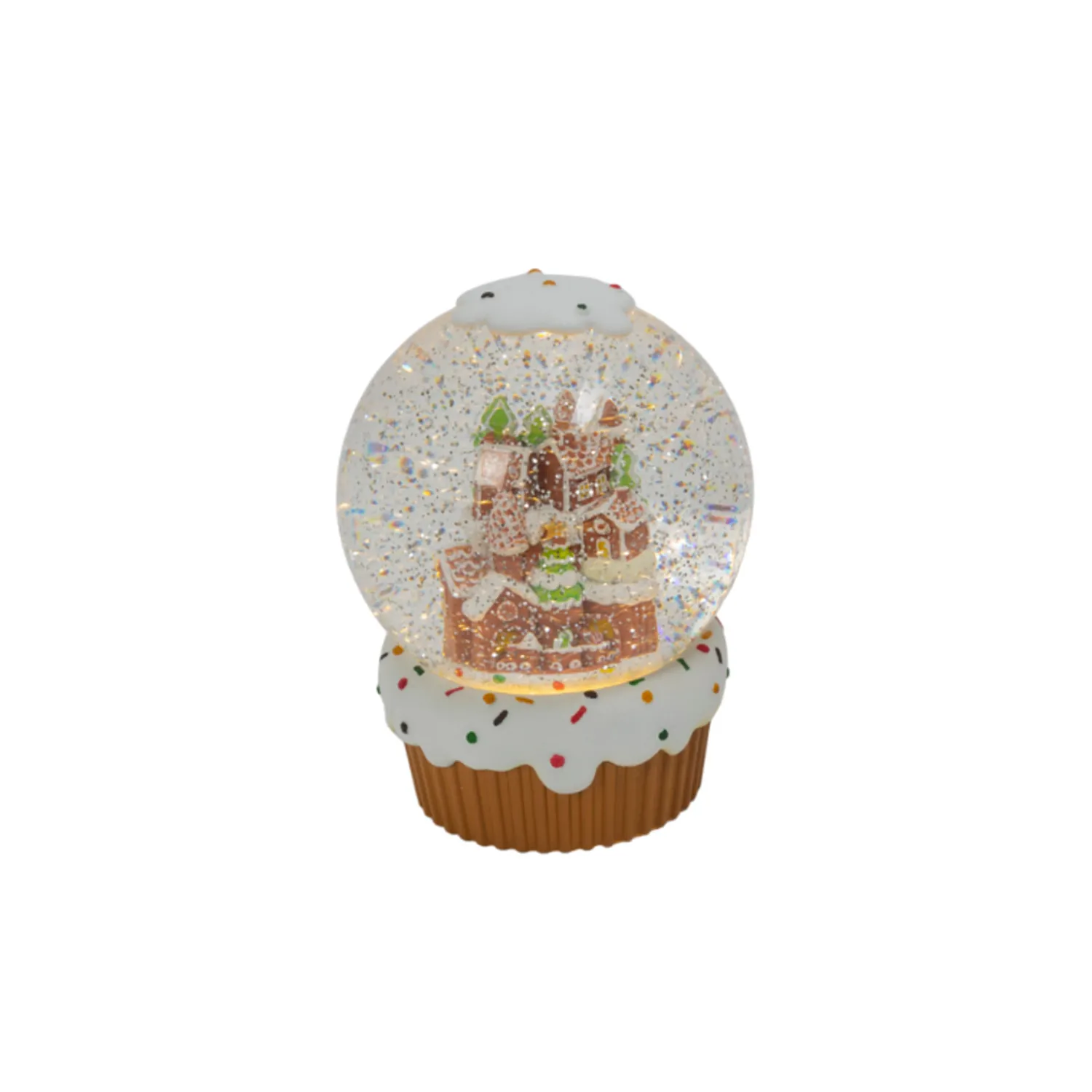 Hot The Jolly Christmas Shop 7.6" Battery Operated Gingerbread House Spinning Water Globe 2597420