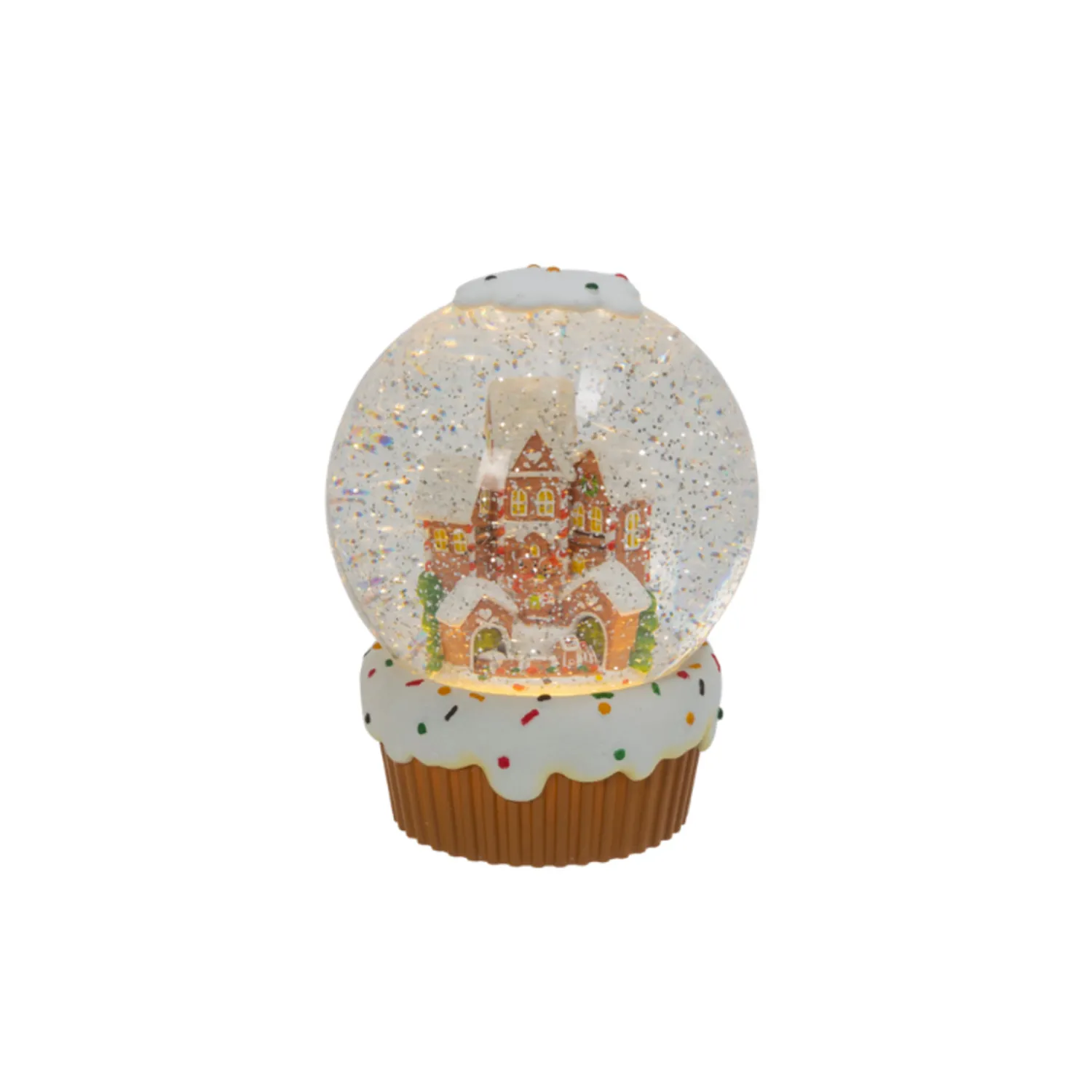 Hot The Jolly Christmas Shop 7.6" Battery Operated Gingerbread House Spinning Water Globe 2597420