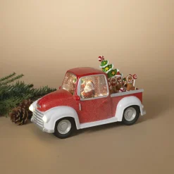 Discount The Jolly Christmas Shop 11.5" Battery Operated Santa In Red Truck Spinning Water Globe 2600550