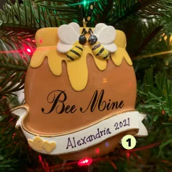 New The Jolly Christmas Shop 3" Beehive Personalized Christmas Ornament