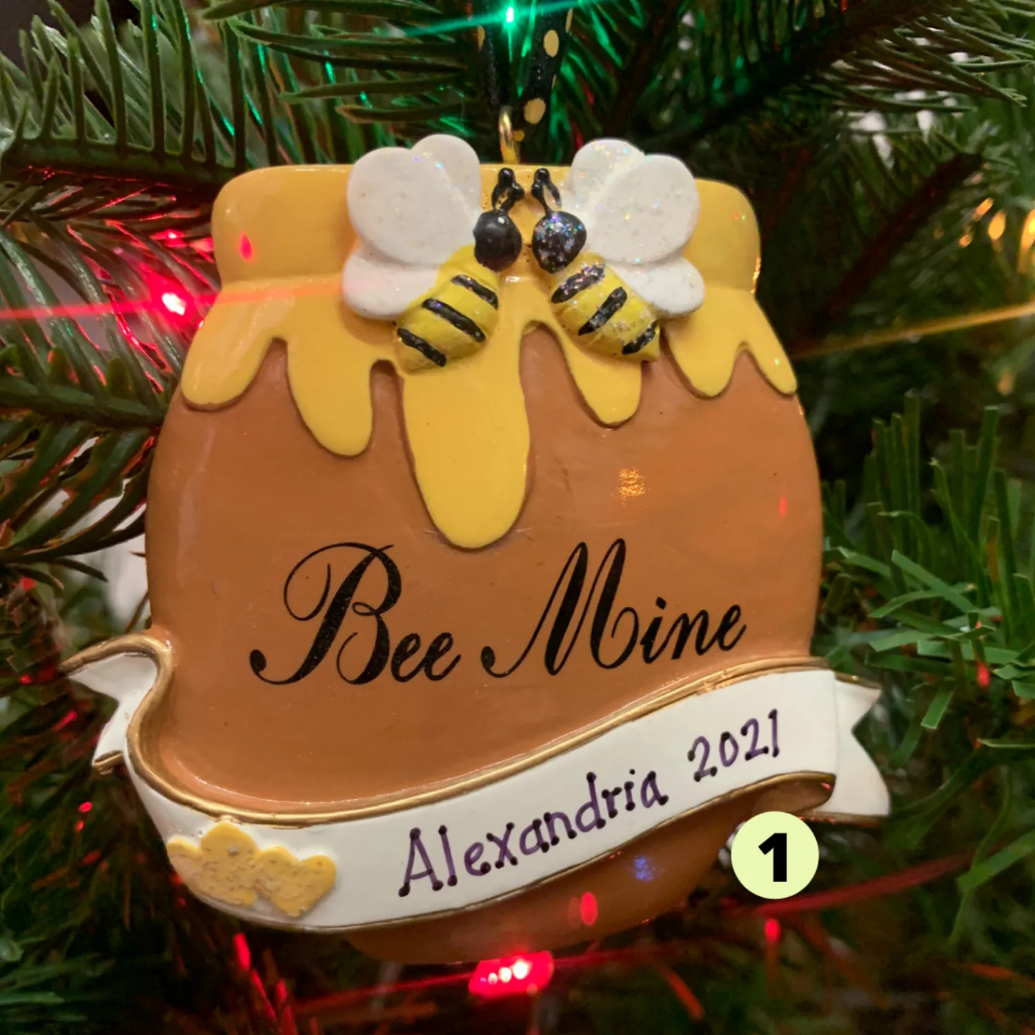 New The Jolly Christmas Shop 3" Beehive Personalized Christmas Ornament
