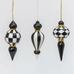 Outlet The Jolly Christmas Shop 8.5" Black And White Finial Glass Christmas Ornament 2551730