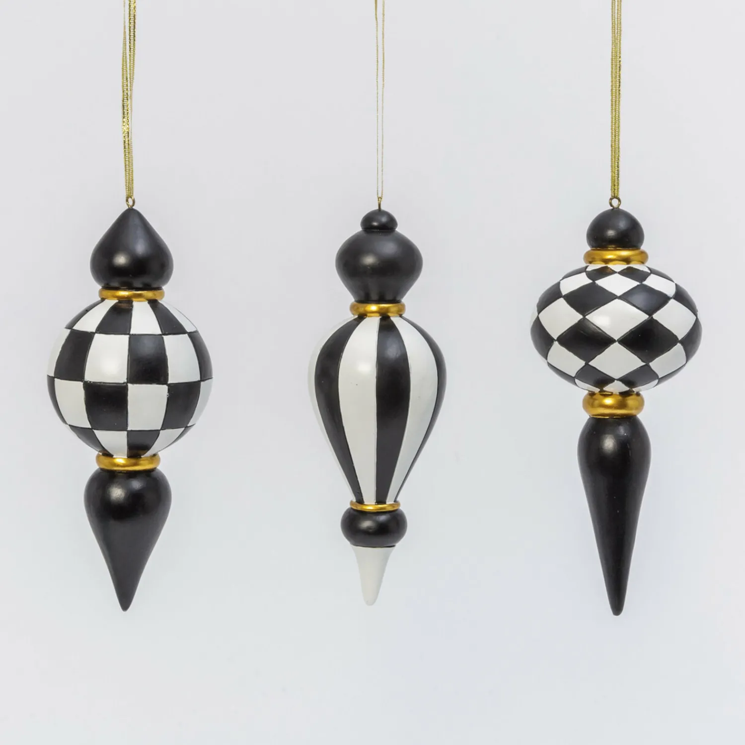 Outlet The Jolly Christmas Shop 8.5" Black And White Finial Glass Christmas Ornament 2551730