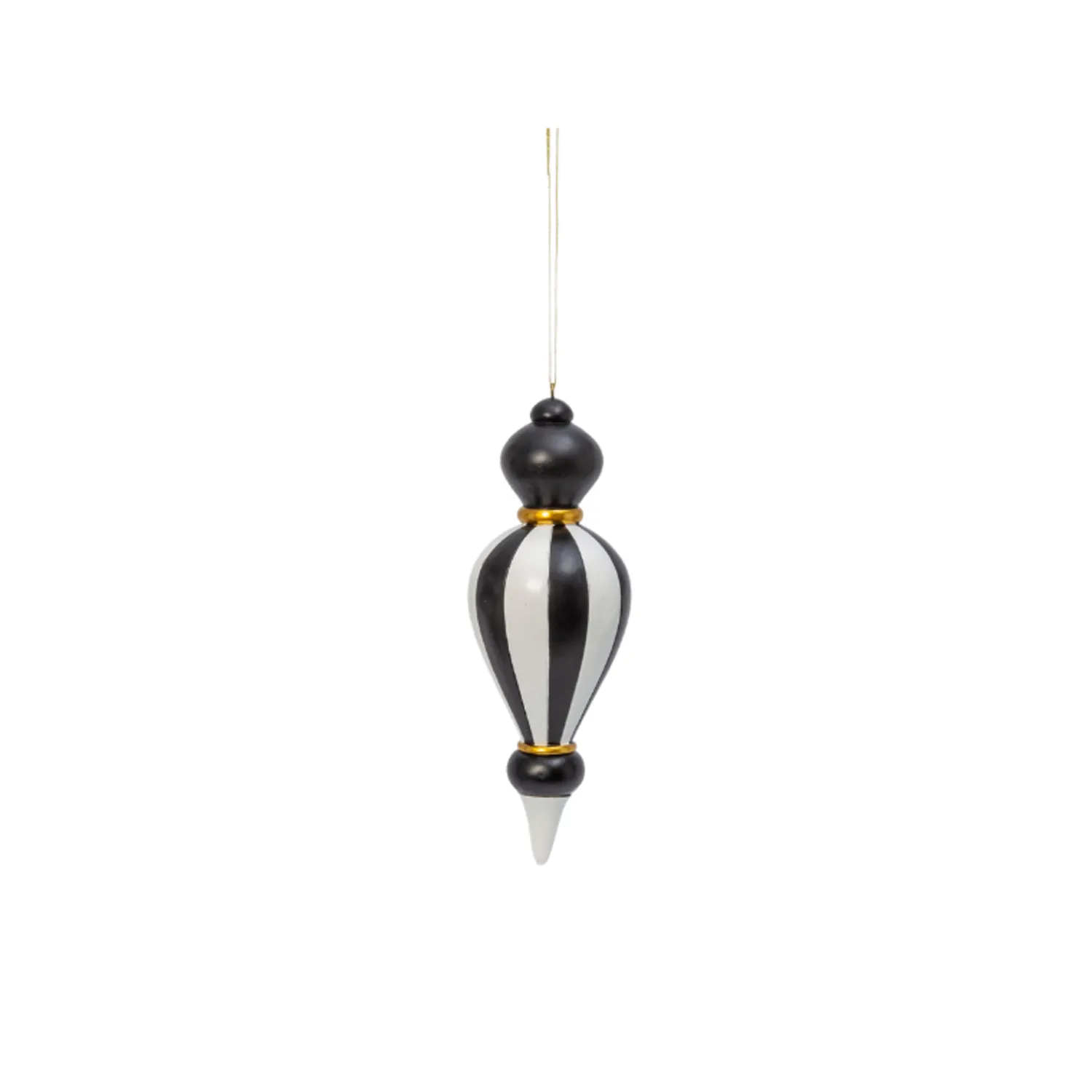 Outlet The Jolly Christmas Shop 8.5" Black And White Finial Glass Christmas Ornament 2551730