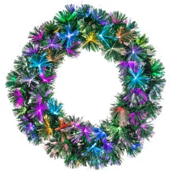 New The Jolly Christmas Shop 24" Color Changing Fiber Optic Tinsel Christmas Wreath 447597M