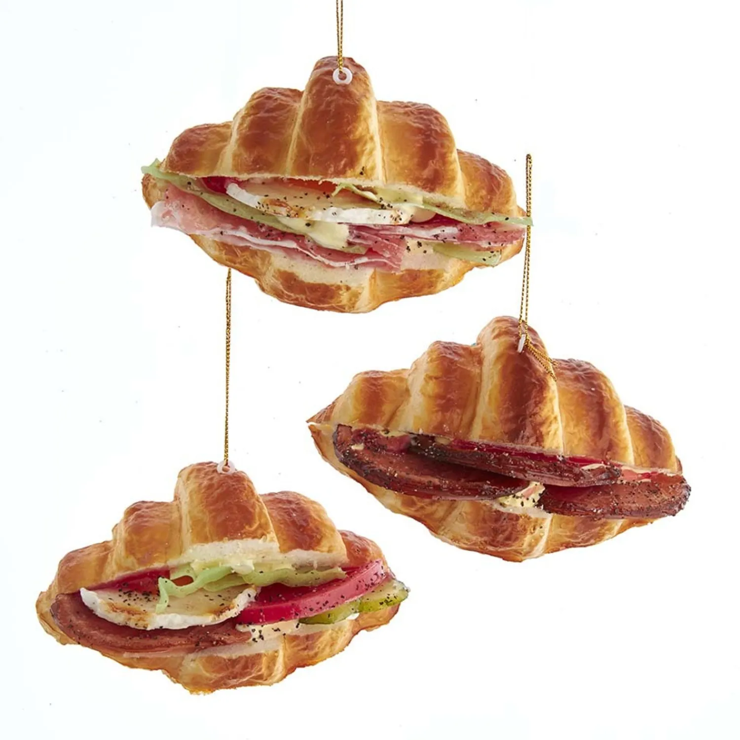 Clearance The Jolly Christmas Shop 5.3" Croissant Sandwich Bread Christmas Ornament D3958