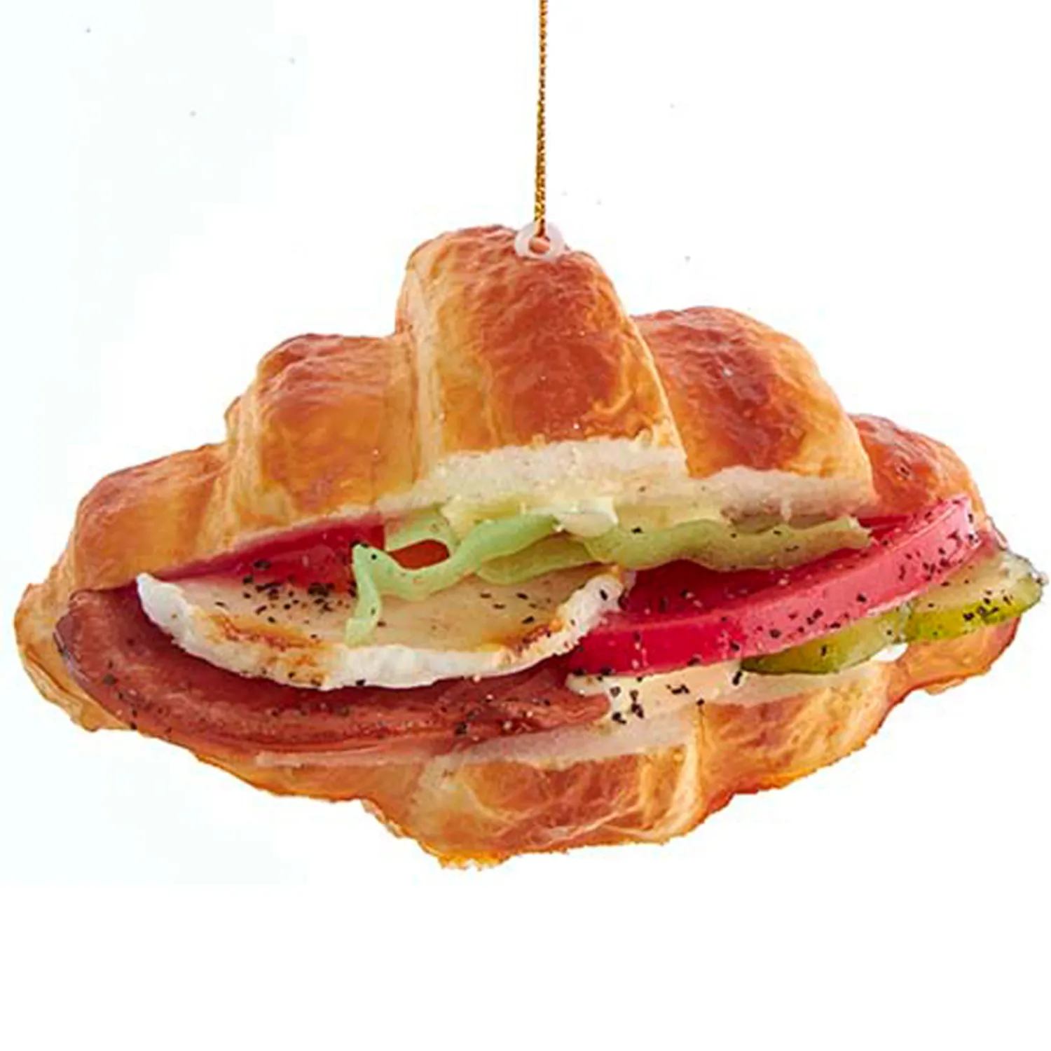 Clearance The Jolly Christmas Shop 5.3" Croissant Sandwich Bread Christmas Ornament D3958