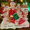 The Jolly Christmas Shop 4.75" Family Of 6 Reading In Bed Personalized Christmas Ornament OR2025-6