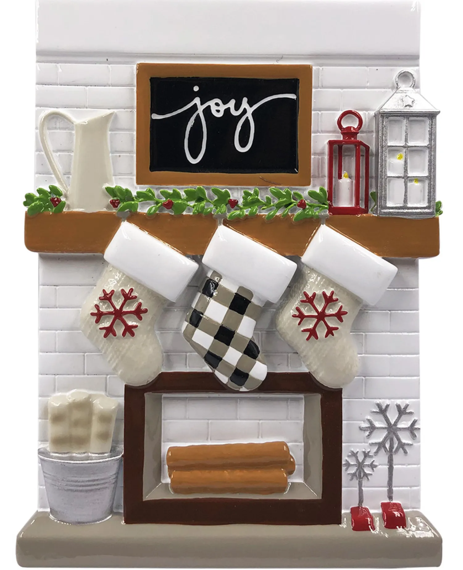 Hot The Jolly Christmas Shop 5" Fireplace Mantle Stocking Family Of 3 Personalized Christmas Ornament OR2030-3