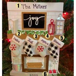 Sale The Jolly Christmas Shop 5" Fireplace Mantle Stocking Family Of 4 Personalized Christmas Ornament OR2030-4