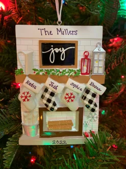 Sale The Jolly Christmas Shop 5" Fireplace Mantle Stocking Family Of 4 Personalized Christmas Ornament OR2030-4