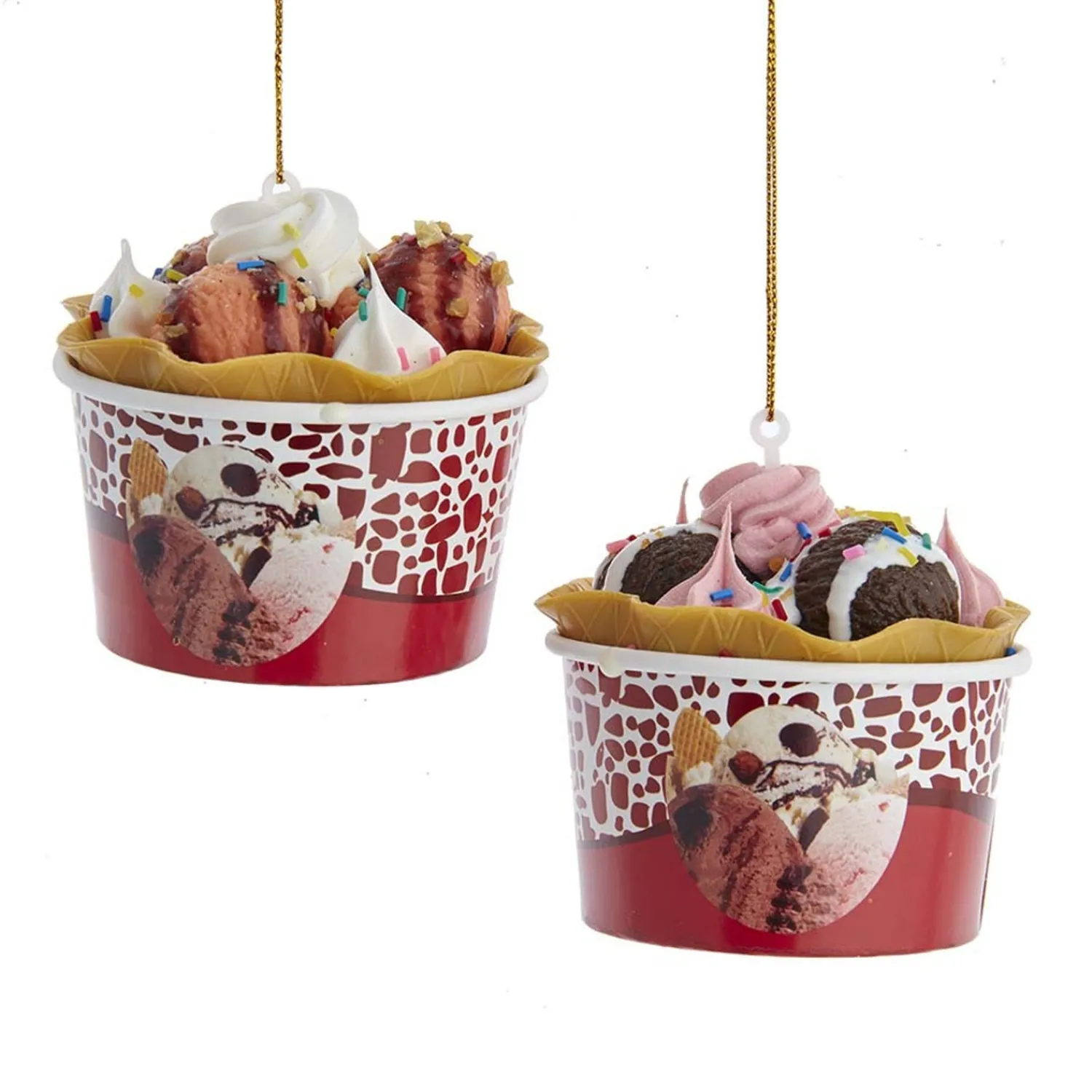 The Jolly Christmas Shop 2.6" Ice Cream Sundae With Waffle Cone Cup Christmas Ornament D3975