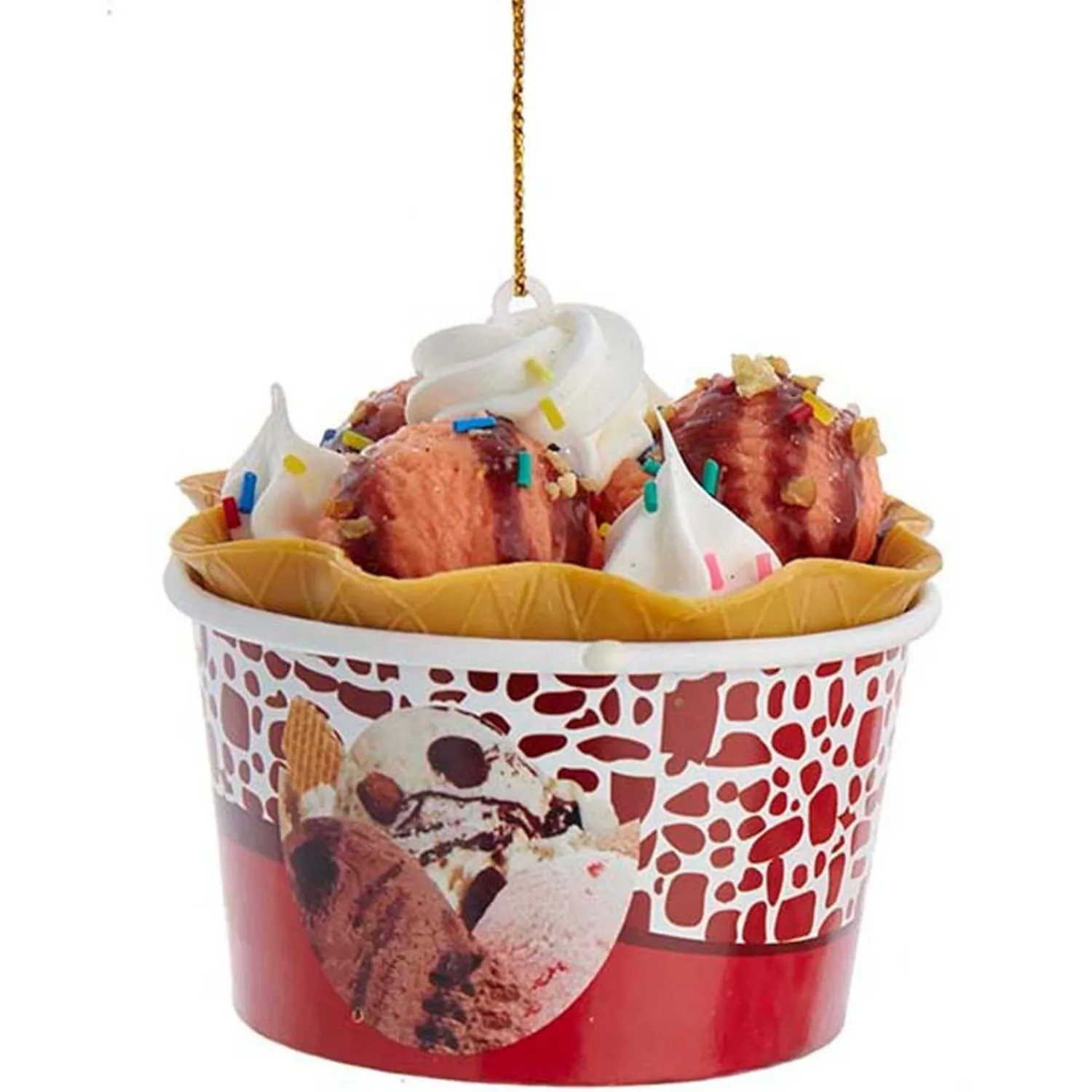 The Jolly Christmas Shop 2.6" Ice Cream Sundae With Waffle Cone Cup Christmas Ornament D3975