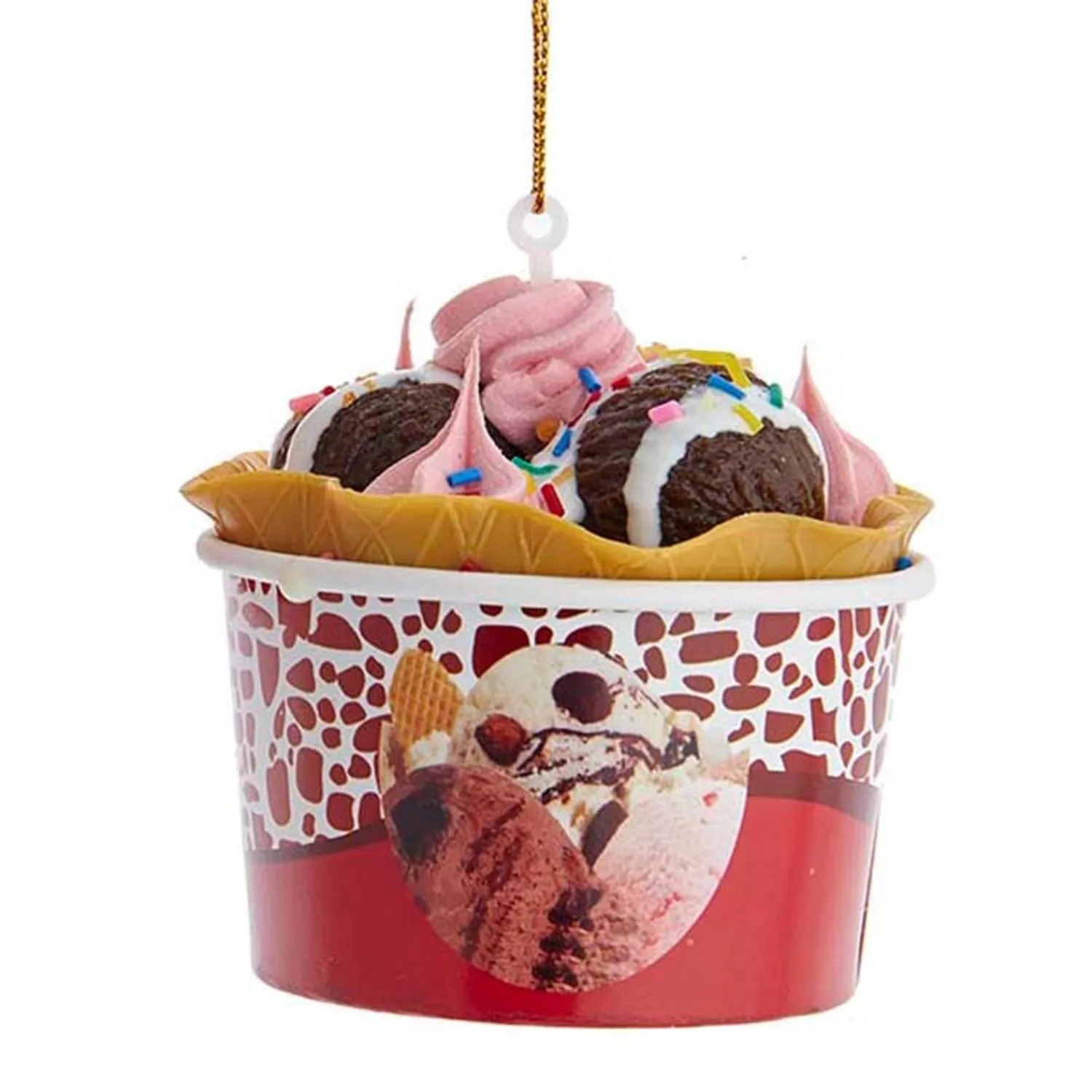 The Jolly Christmas Shop 2.6" Ice Cream Sundae With Waffle Cone Cup Christmas Ornament D3975