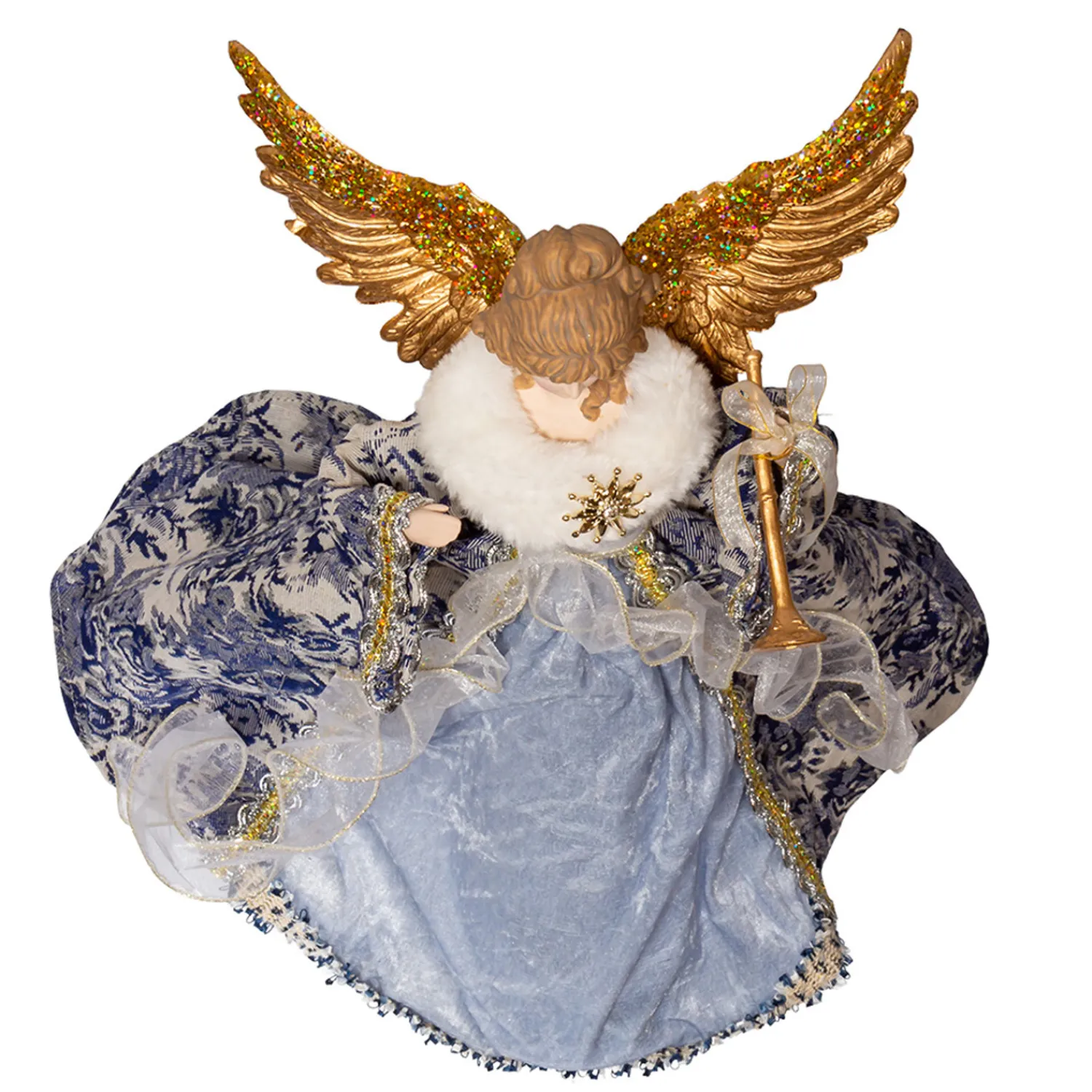 Hot The Jolly Christmas Shop 17" Indigo Blue Delft Angel Christmas Tree Topper J6099