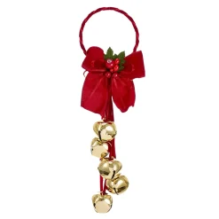 Discount The Jolly Christmas Shop 12.5" Jingle Bells With Dark Red Bow Door Hanger Christmas Ornament J8185