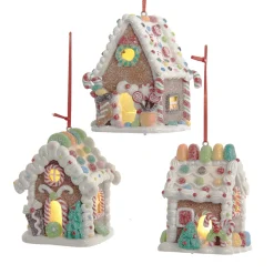 New The Jolly Christmas Shop 3.75" LED Lighted Claydough Candy Gingerbread House Christmas Ornament D4043