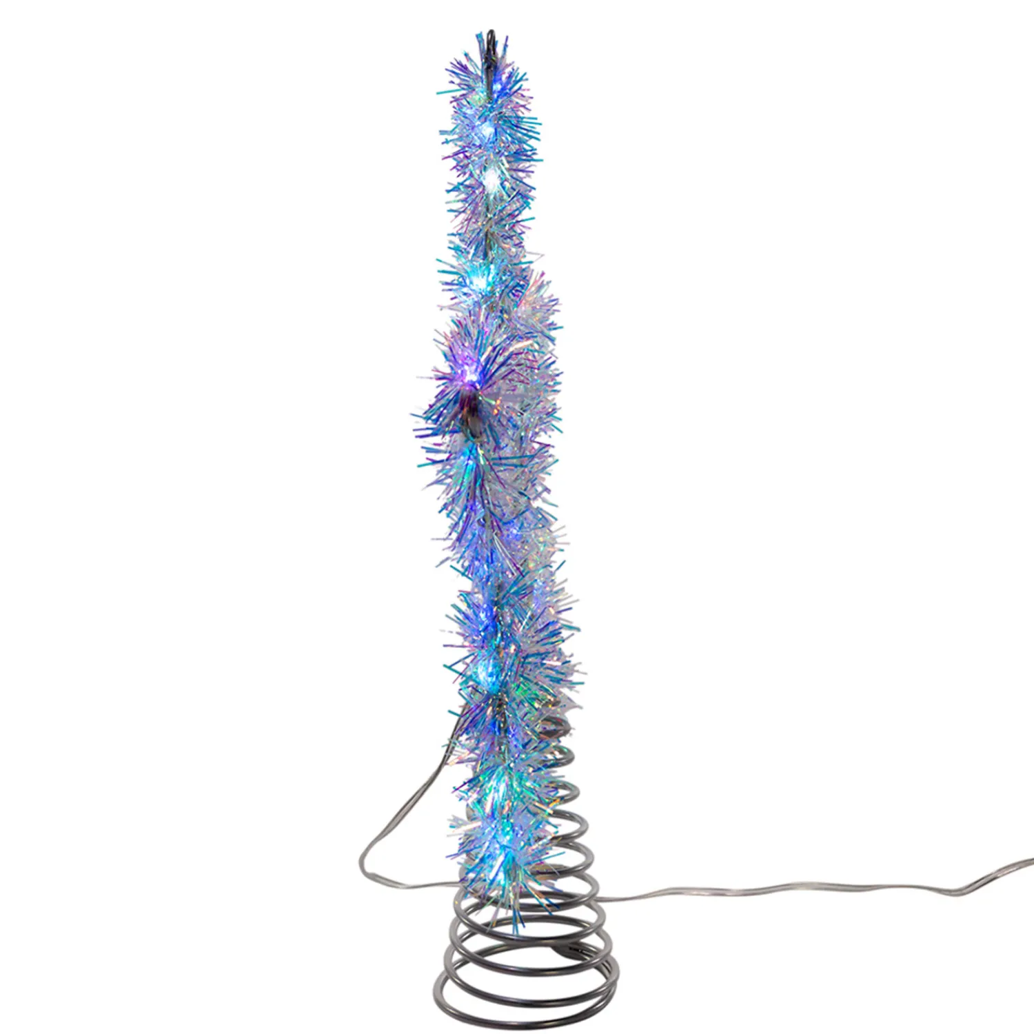 The Jolly Christmas Shop 12.2" LED Lighted Silver Tinsel Star Christmas Tree Topper AD1022RGB