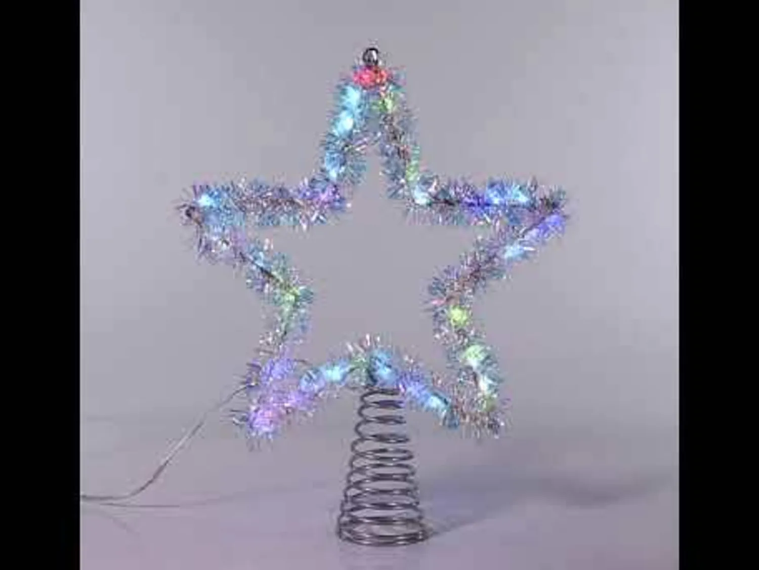 The Jolly Christmas Shop 12.2" LED Lighted Silver Tinsel Star Christmas Tree Topper AD1022RGB