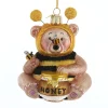 Outlet The Jolly Christmas Shop 4.25" Noble Gems Bee Honey Bear Glass Christmas Ornament NBX0020