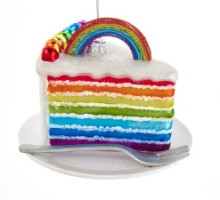 Sale The Jolly Christmas Shop 4.5" Noble Gems Rainbow Cake Slice Glass Christmas Ornament NBX0071