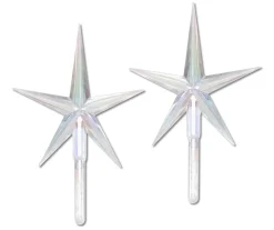 Outlet The Jolly Christmas Shop 2 Pack Large Clear Iridescent Ceramic Tree Plastic Replacement Star P0679