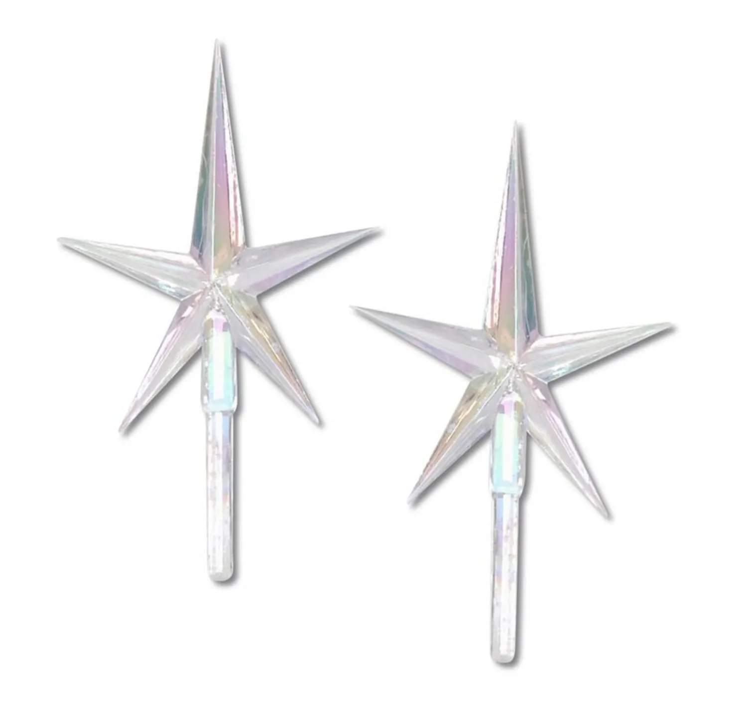 Clearance The Jolly Christmas Shop 2 Pack Small Clear Iridescent Ceramic Tree Plastic Replacement Star P0678