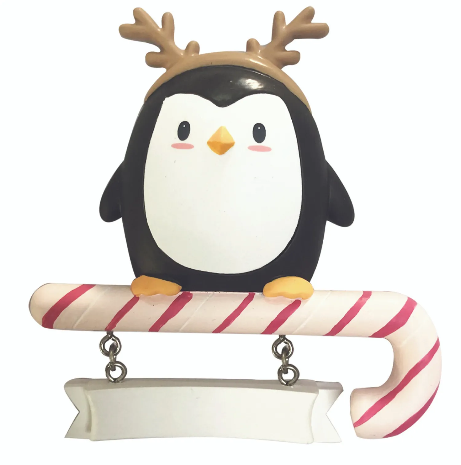 New The Jolly Christmas Shop 4.25" Penguin Pretender Wearing Antlers Personalized Christmas Ornament OR2185