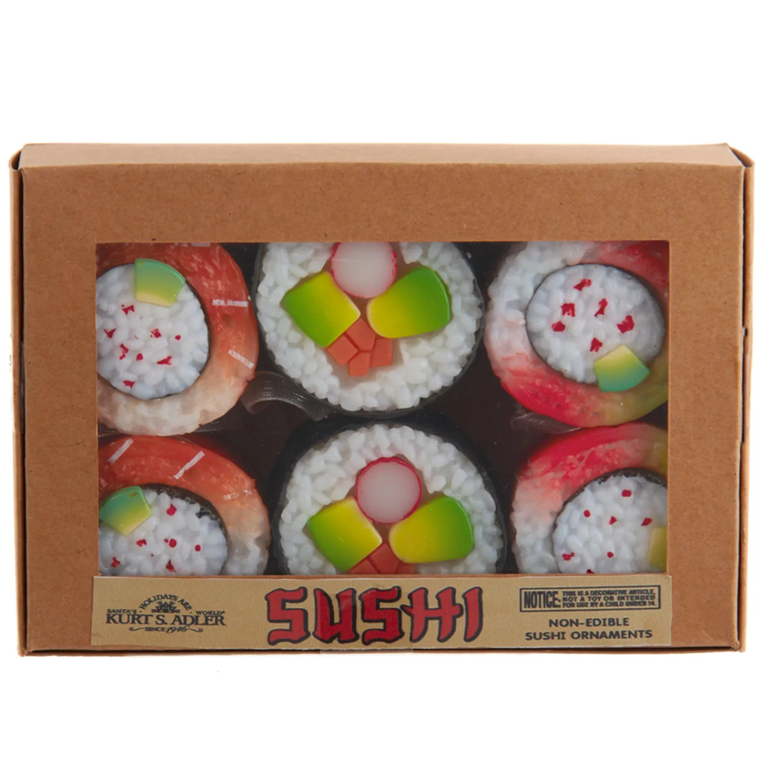 Clearance The Jolly Christmas Shop 6 Piece Boxed Set Of Sushi Christmas Ornament D4063
