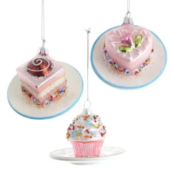 New The Jolly Christmas Shop 3.25" Pink Miniature Cake Glass Christmas Ornament C6374