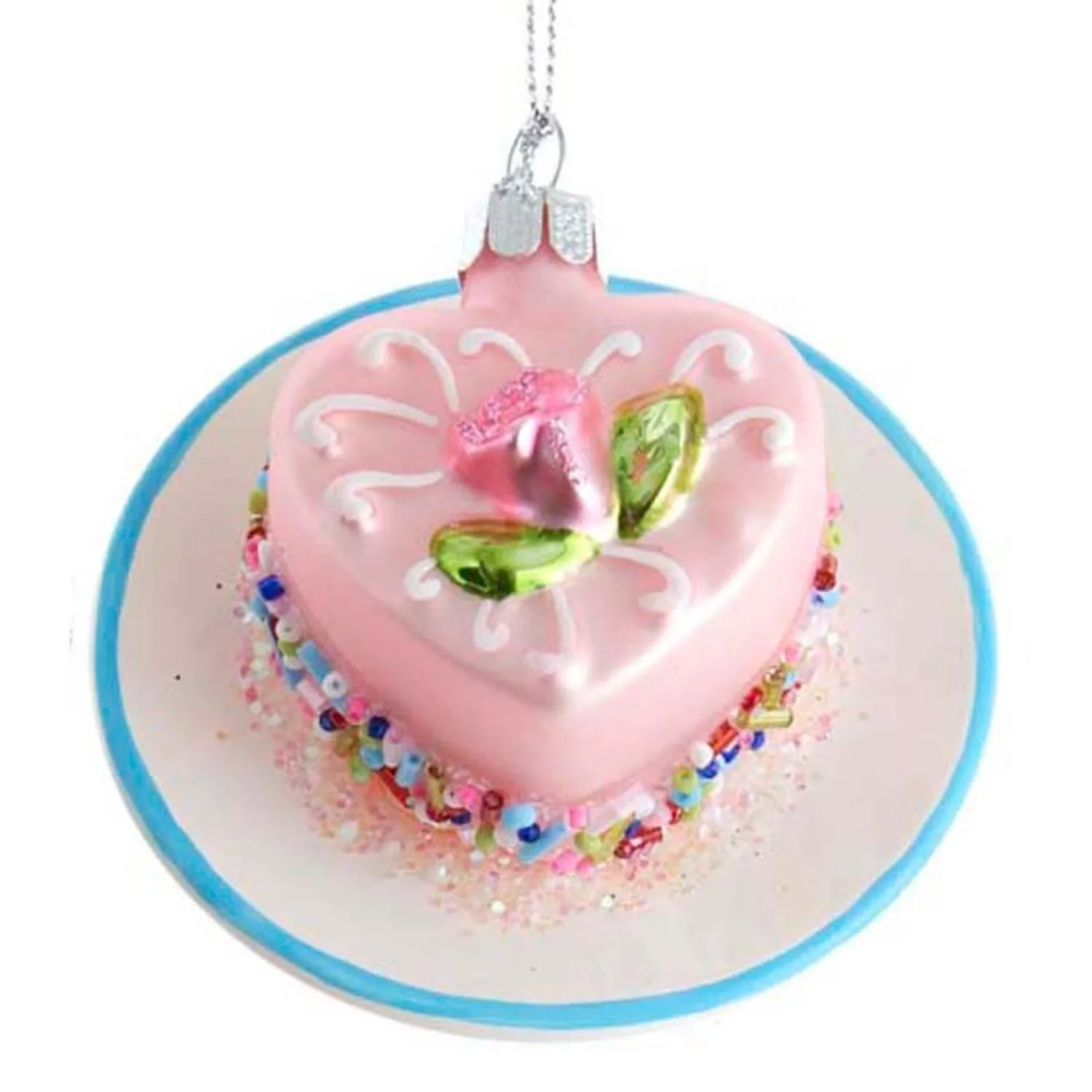 New The Jolly Christmas Shop 3.25" Pink Miniature Cake Glass Christmas Ornament C6374