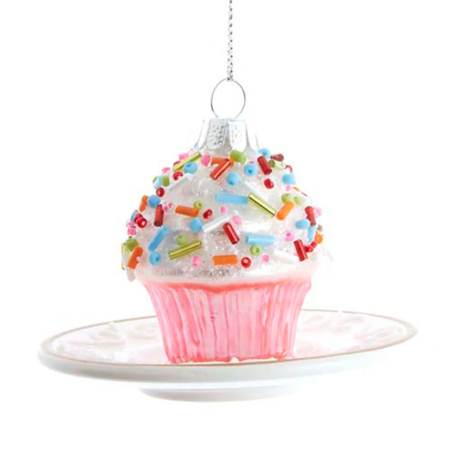 New The Jolly Christmas Shop 3.25" Pink Miniature Cake Glass Christmas Ornament C6374
