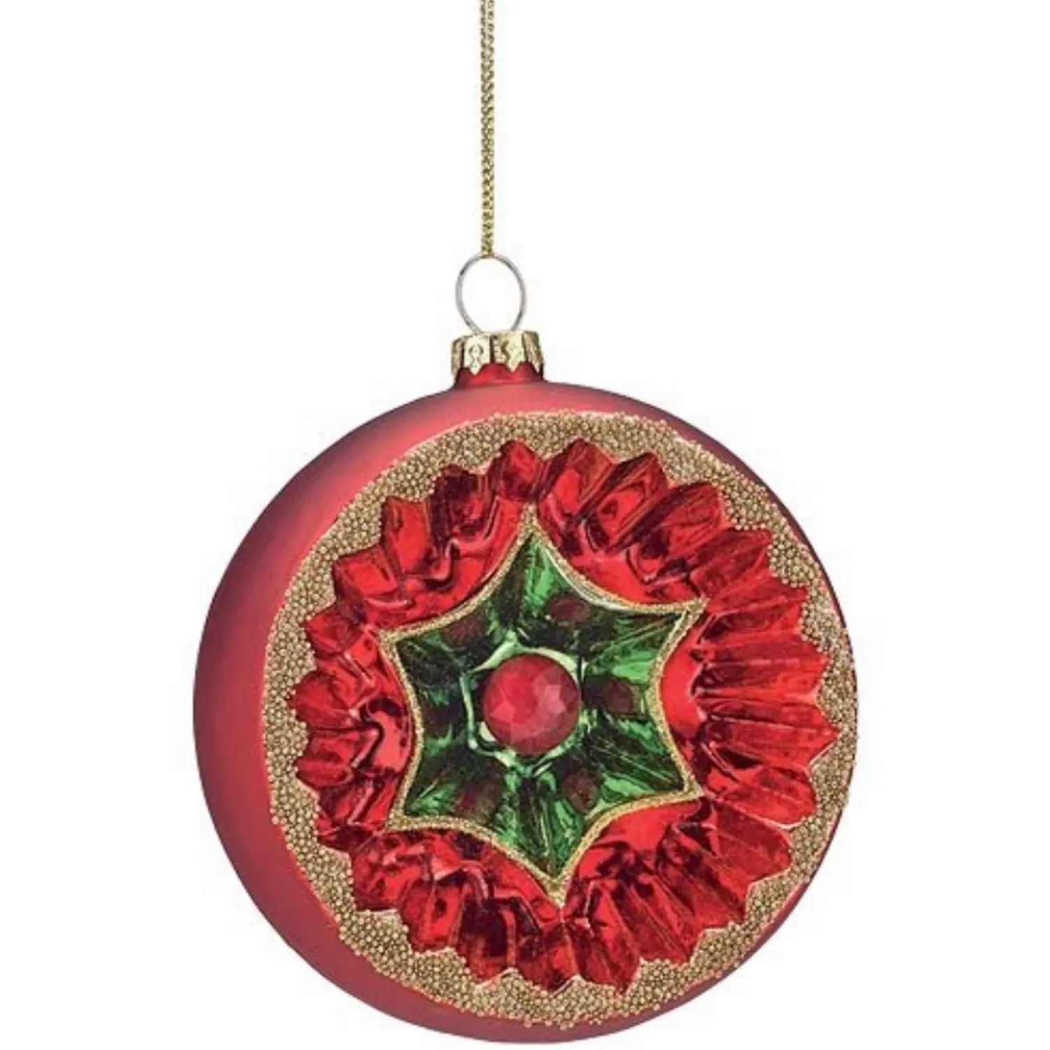 The Jolly Christmas Shop 4" Red And Green Reflector Glass Ball Christmas Ornaments 9741891