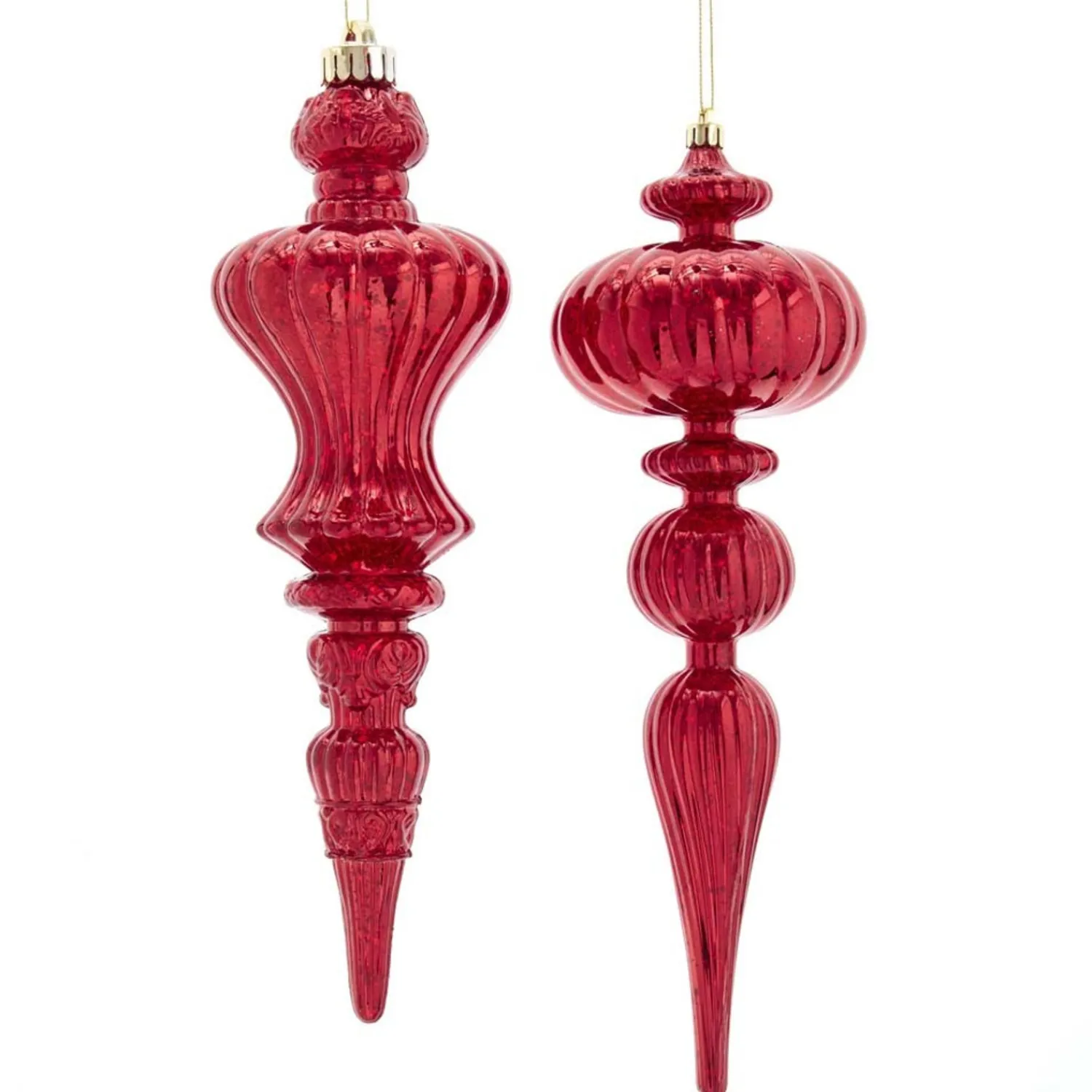 Online The Jolly Christmas Shop 12" Red Distressed Finish Plastic Finial Christmas Ornament D3810