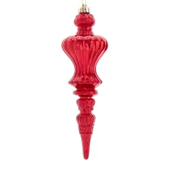 Online The Jolly Christmas Shop 12" Red Distressed Finish Plastic Finial Christmas Ornament D3810