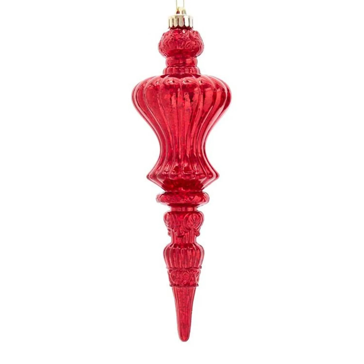 Online The Jolly Christmas Shop 12" Red Distressed Finish Plastic Finial Christmas Ornament D3810