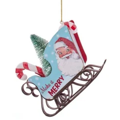 Clearance The Jolly Christmas Shop 4.75" Retro Mini Sleigh With Tree Vintage Christmas Ornament T2807