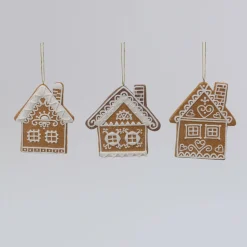 Best The Jolly Christmas Shop 4.5" Set Of 3 Clay Dough Gingerbread House Christmas Ornament 2597210