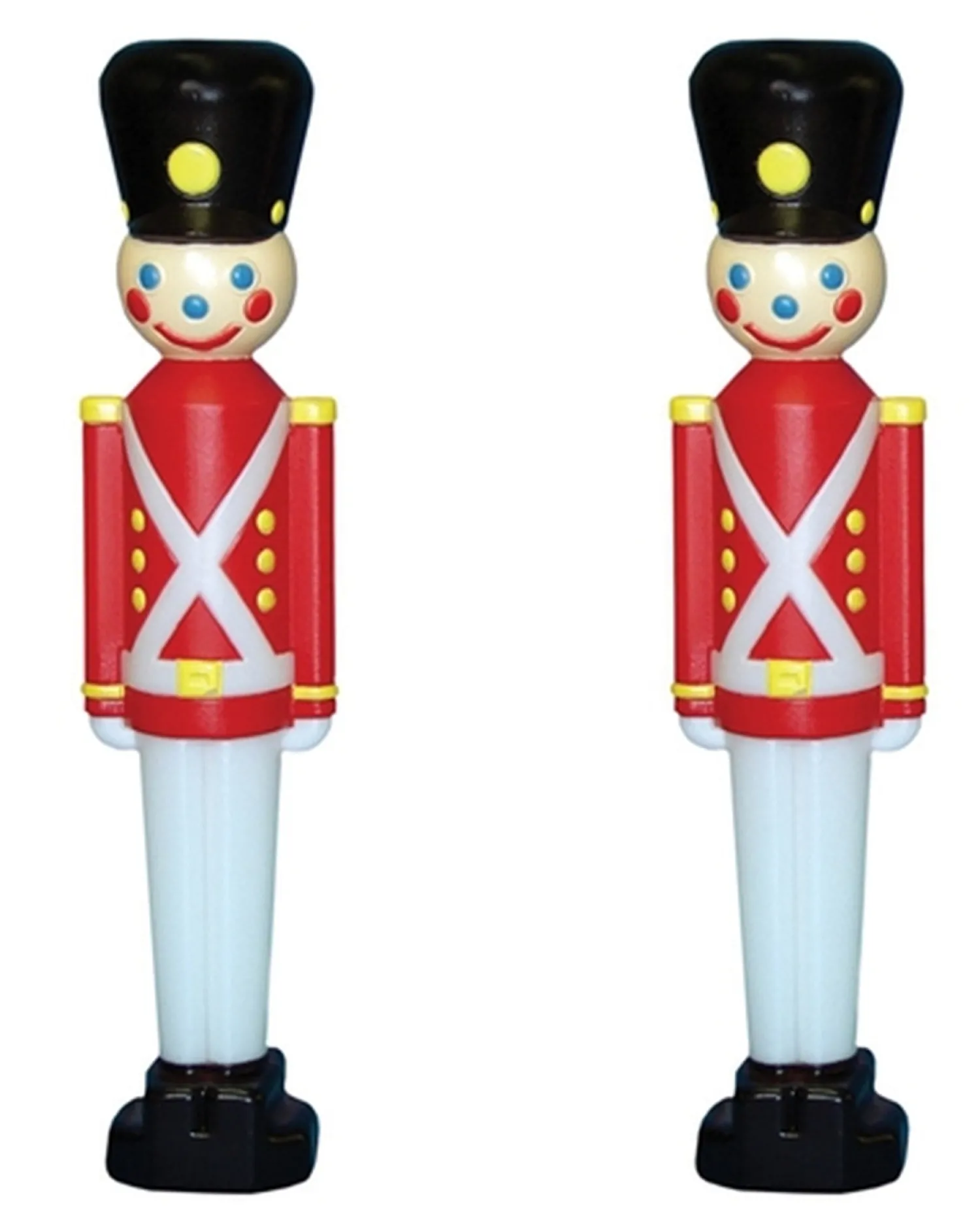 New The Jolly Christmas Shop 31" Toy Soldier With Black Hat Plastic Blow Mold Outdoor Set Of 2 Christmas Decoration 76440
