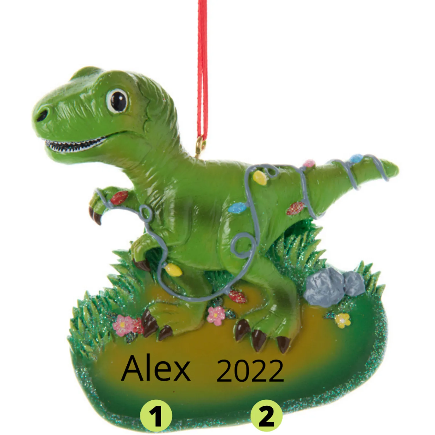 Online The Jolly Christmas Shop 3.5" T-Rex Dinosaur With Lights Personalized Christmas Ornament A2156