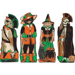 Best The Jolly Christmas Shop 17" Vintage Beistle Halloween Paper Cutout Decorations Fancy Dress Set Of 4 01181