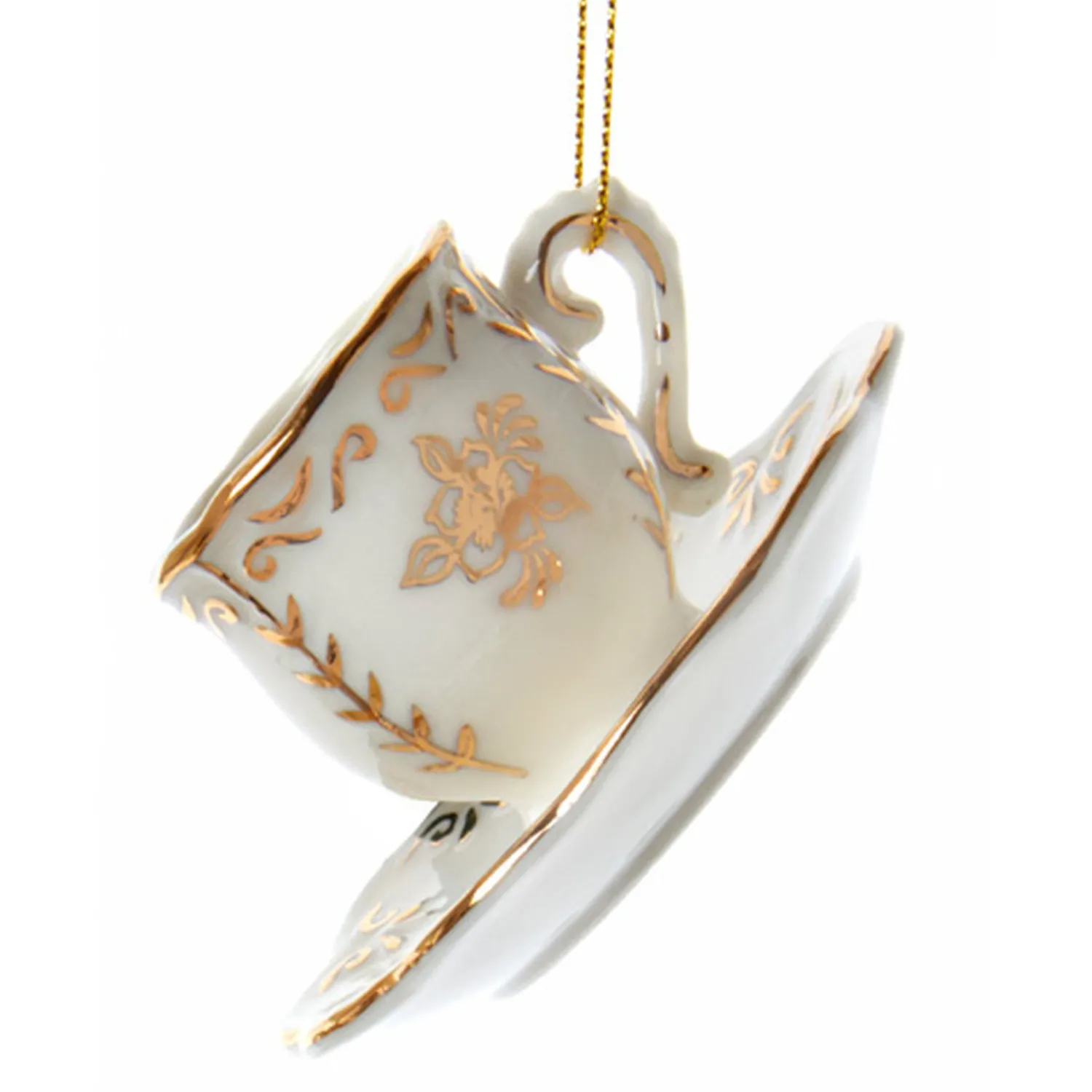 Hot The Jolly Christmas Shop 3" White And Gold Teacup Porcelain Christmas Ornament J7487