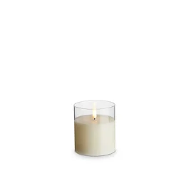 Best The Jolly Christmas Shop 3.5" X 4", 5", Or 6" Ivory Pillar Battery Operated Flickering Candle In Clear Glass