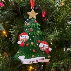 Best The Jolly Christmas Shop African American Christmas Tree Couple Personalized Christmas Ornament AA827-2