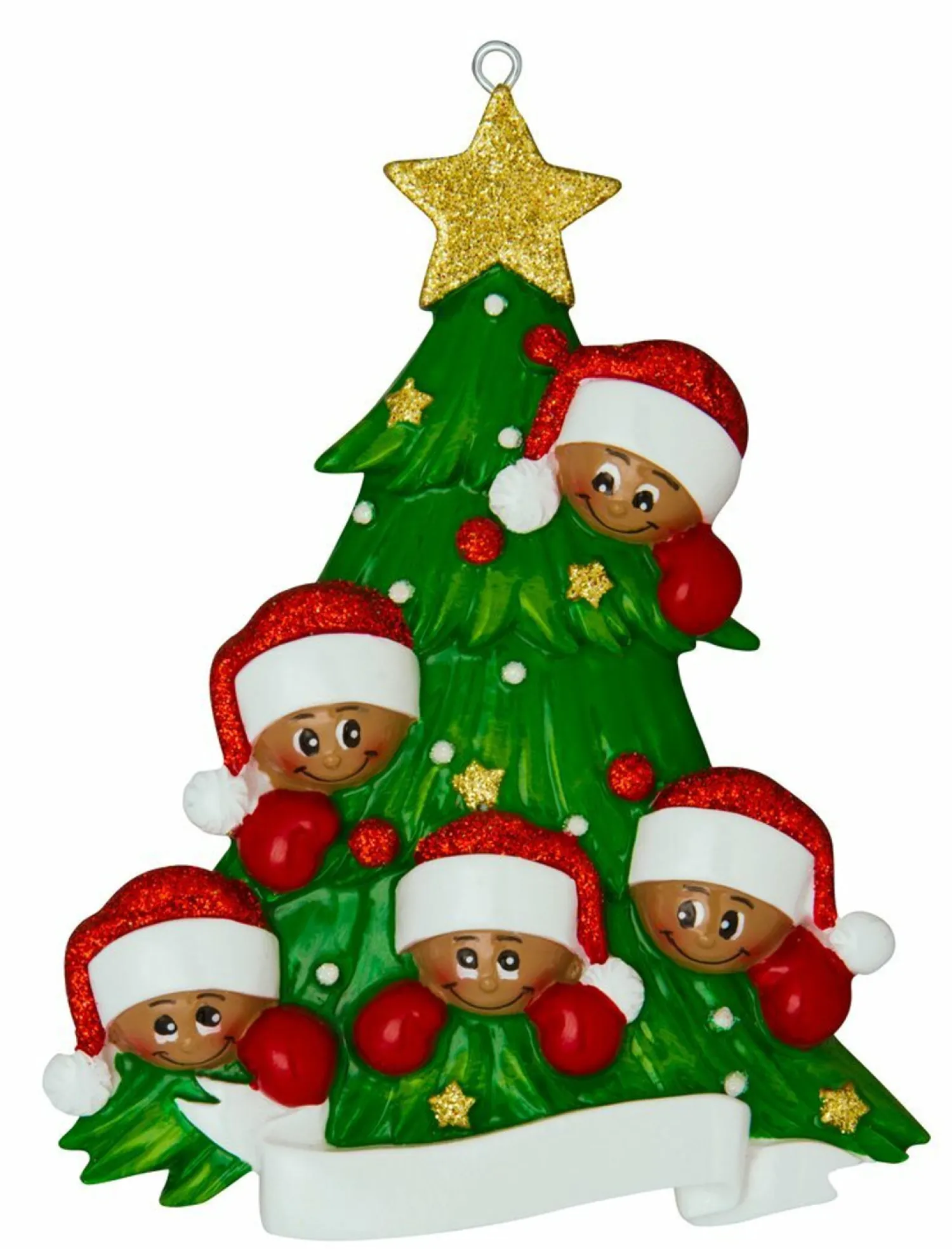 The Jolly Christmas Shop African American Christmas Tree Family Of 5 Personalized Christmas Ornament AA827-5