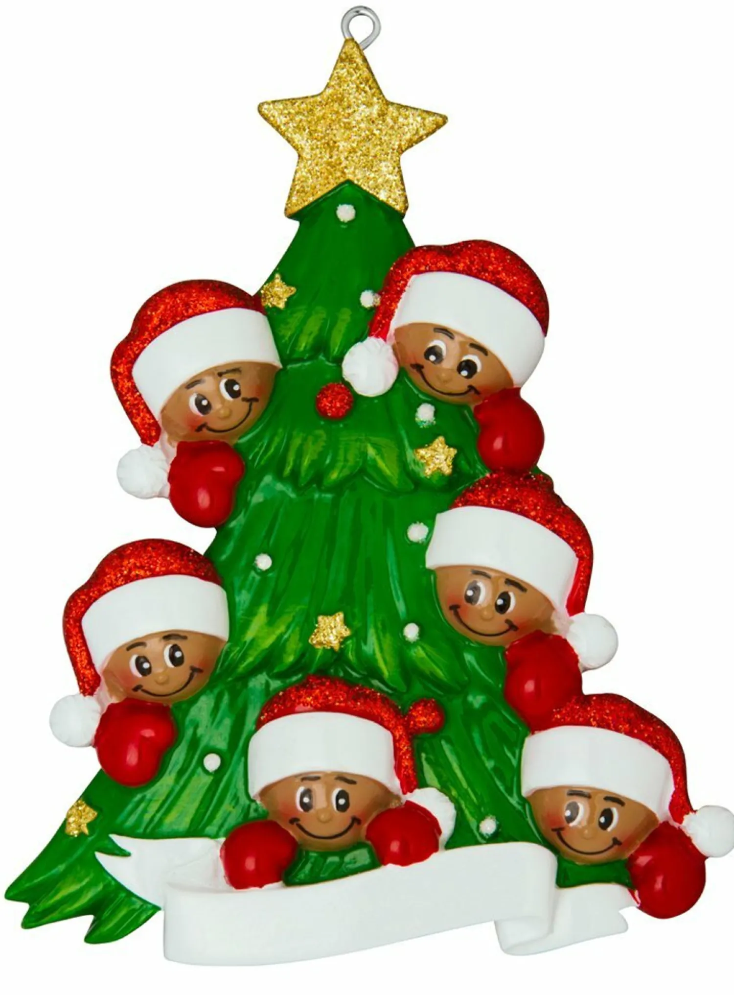 Online The Jolly Christmas Shop African American Christmas Tree Family Of 6 Personalized Christmas Ornament AA827-6
