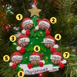 New The Jolly Christmas Shop African American Christmas Tree Family Of 7 Personalized Christmas Ornament AA827-7