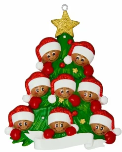 Best The Jolly Christmas Shop African American Christmas Tree Family Of 8 Personalized Christmas Ornament AA827-8
