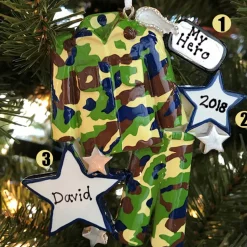 Hot The Jolly Christmas Shop Armed Services Camo Army Uniform Personalized Christmas Ornament